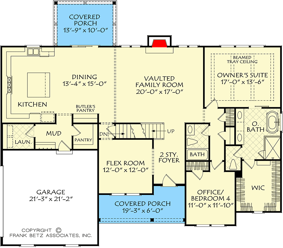 Plan 710424BTZ: New American Farmhouse with Flex and Bonus Rooms - 2523 Sq Ft - Floor Plan - Main Level - Country, Farmhouse, Modern Farmhouse, New American, Southern