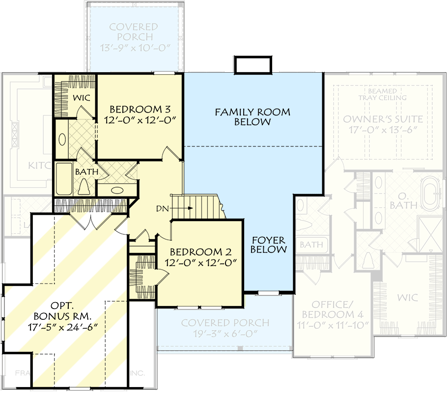 Plan 710424BTZ: New American Farmhouse with Flex and Bonus Rooms - 2523 Sq Ft - Floor Plan - 2nd Floor - Country, Farmhouse, Modern Farmhouse, New American, Southern