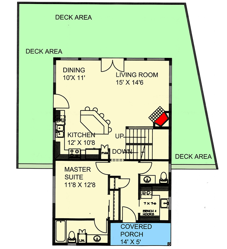 Plan 350026GH: 3-Story Country House Plan for Sloped Lots - Floor Plan - Main Level - Mountain, Rustic