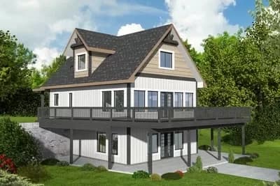 3-Story Country House Plan for Sloped Lots