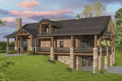 Mountain Craftsman House Plan with Wraparound Deck - 2520 Sq Ft