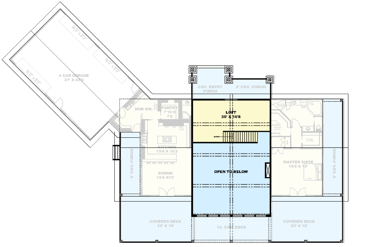 Plan 350030GH: Rustic Waterfront Home Plan with Loft and Walkout Basement - Floor Plan - 2nd Floor - Craftsman, Mountain, Rustic