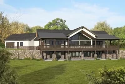 Rustic Waterfront Home Plan with Loft and Walkout Basement