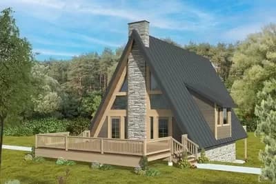 Contemporary 2-Bed A-Frame House Plan - 1607 Sq Ft