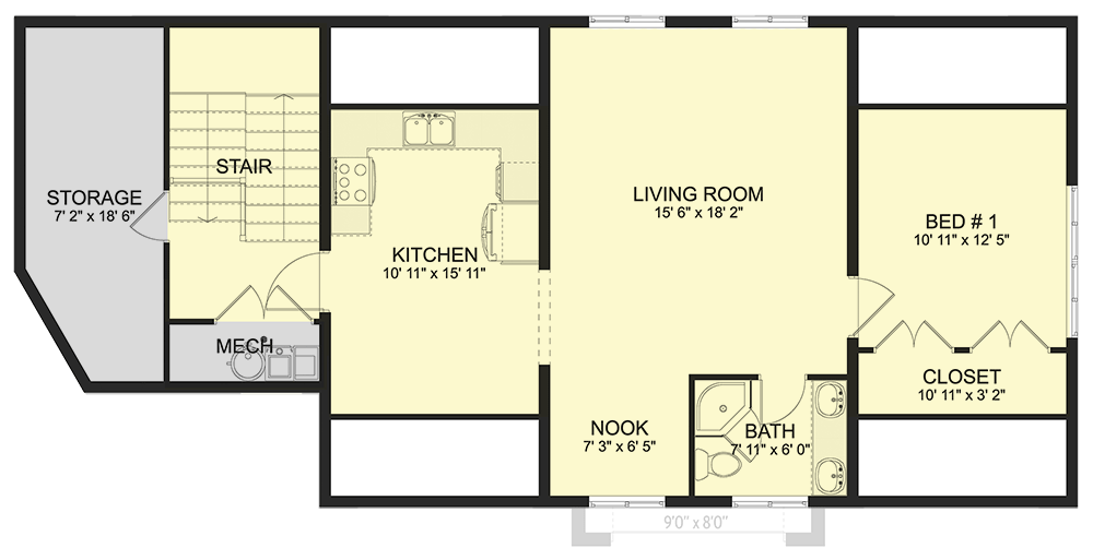 Plan 61435UT: 3 Car Garage Apartment with Over 1000 Sq Ft of Parking and Under 1300 Sq Ft of Living Space - Floor Plan - 2nd Floor - Carriage, Country, New American, Shingle