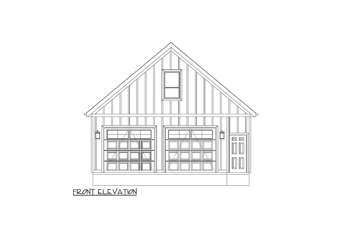Plan 61438UT: Modern Farmhouse Style 2-Car Garage with Bonus Room Loft - 768 Sq Ft - Image #8 - Modern Farmhouse, New American, Traditional