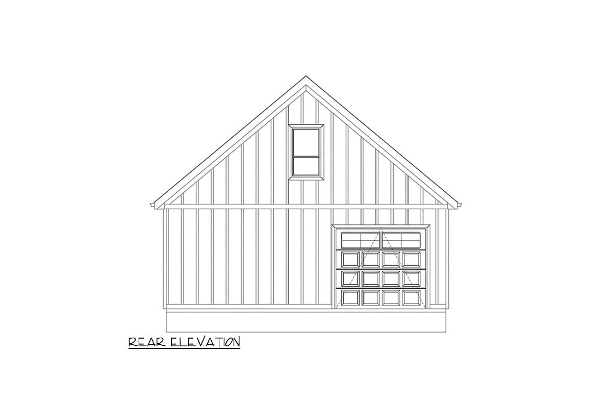 Plan 61438UT: Modern Farmhouse Style 2-Car Garage with Bonus Room Loft - 768 Sq Ft - Image #10 - Modern Farmhouse, New American, Traditional
