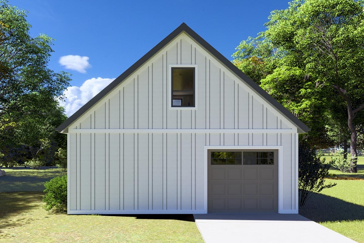 Plan 61438UT: Modern Farmhouse Style 2-Car Garage with Bonus Room Loft - 768 Sq Ft - Image #5 - Modern Farmhouse, New American, Traditional