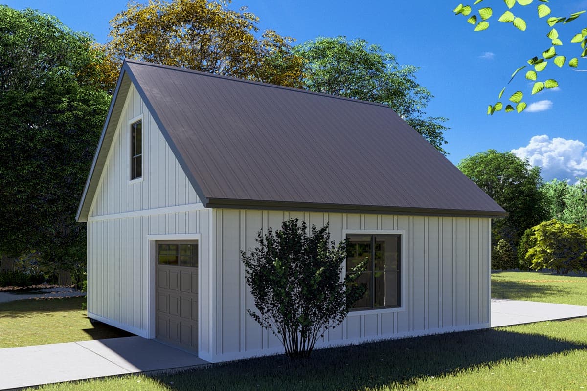 Plan 61438UT: Modern Farmhouse Style 2-Car Garage with Bonus Room Loft - 768 Sq Ft - Image #4 - Modern Farmhouse, New American, Traditional