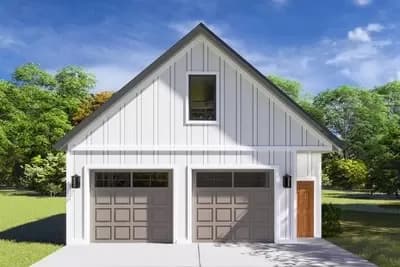 Modern Farmhouse Style 2-Car Garage with Bonus Room Loft - 768 Sq Ft