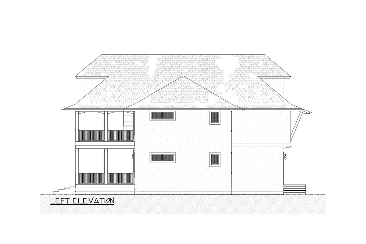 Plan 970124VC: 7 Bed 3-Story Coastal Vacation House Plan with Elevator and Rear Stacked Porches - Image #4 - Beach, Coastal, Coastal Contemporary, Southern