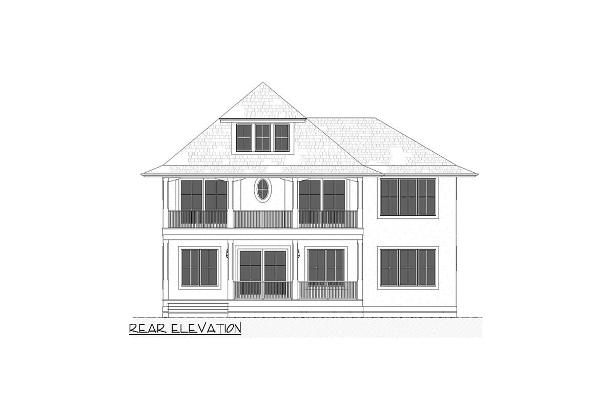 Plan 970124VC: 7 Bed 3-Story Coastal Vacation House Plan with Elevator and Rear Stacked Porches - Image #5 - Beach, Coastal, Coastal Contemporary, Southern