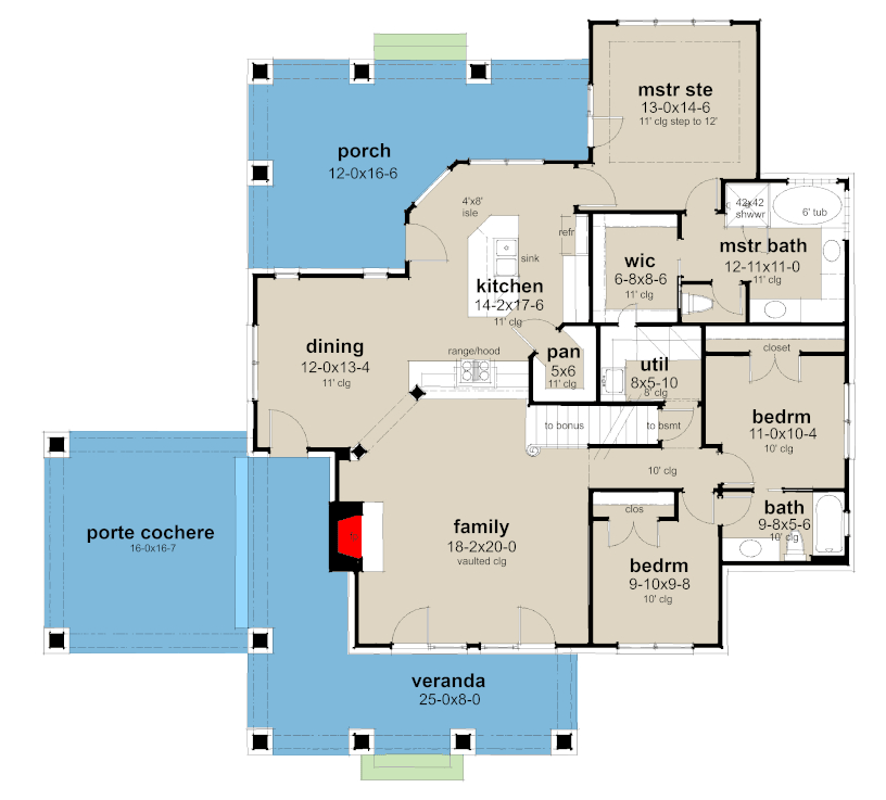 Plan 16927WG: 3-Bed Country Home Plan with Attached Carport and 2-Car Detached Garage - 1657 Sq Ft - Floor Plan - Main Level - Bungalow, Cottage, Country, Craftsman, New American
