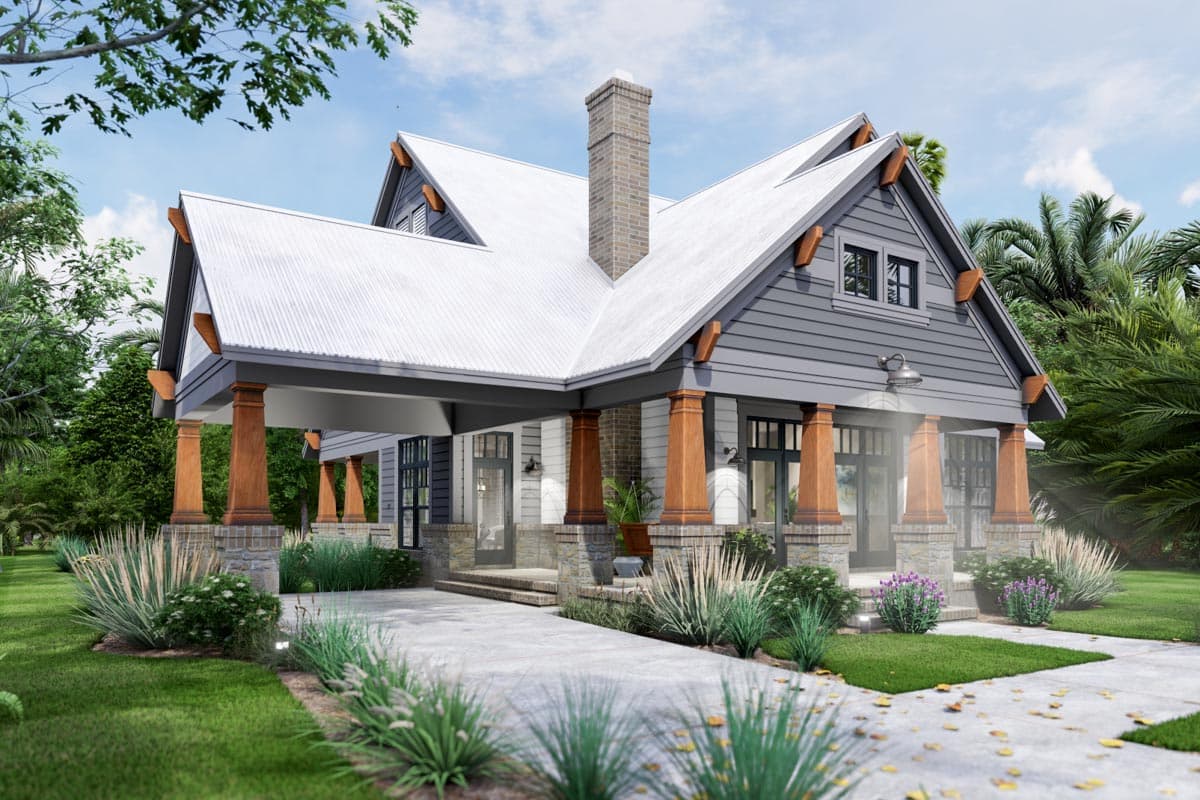 Plan 16927WG: 3-Bed Country Home Plan with Attached Carport and 2-Car Detached Garage - 1657 Sq Ft - Image #5 - Bungalow, Cottage, Country, Craftsman, New American