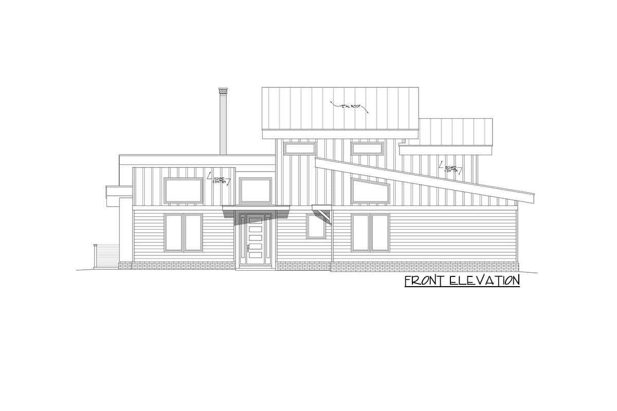 Plan 680130VR: 3 Bed Mid Century Modern Lake House Plan Under 2700 Square Feet with Lower Level Expansion - Image #4 - Contemporary, Mid Century Modern, Mountain