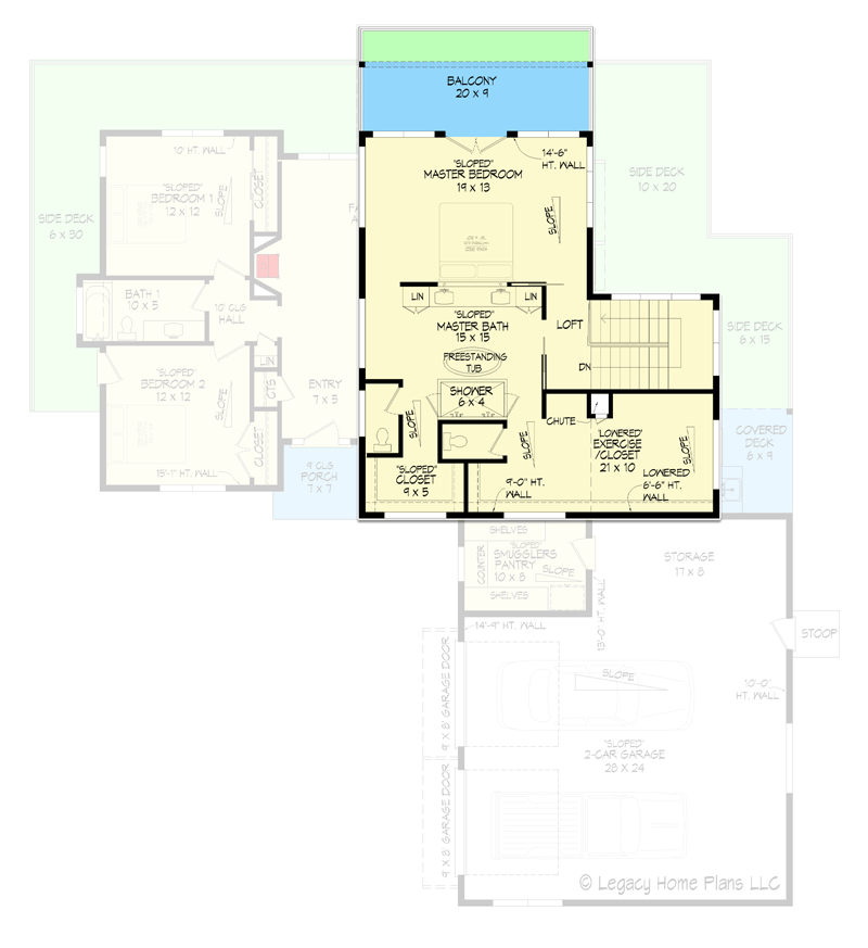 Plan 680130VR: 3 Bed Mid Century Modern Lake House Plan Under 2700 Square Feet with Lower Level Expansion - Floor Plan - 2nd Floor - Contemporary, Mid Century Modern, Mountain