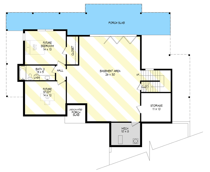 Plan 680130VR: 3 Bed Mid Century Modern Lake House Plan Under 2700 Square Feet with Lower Level Expansion - Floor Plan - Optionally Finished Lower Level - Contemporary, Mid Century Modern, Mountain