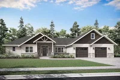 Craftsman One-Level House Plan with 3 Beds Under 2600 Square Feet