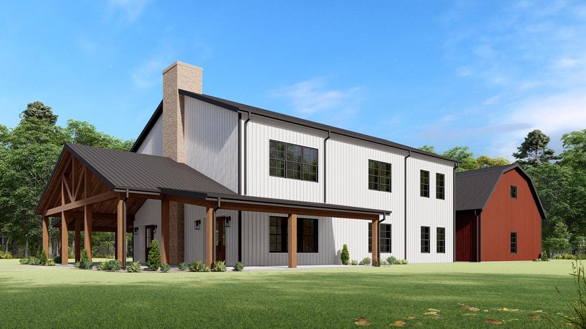 Plan 777063MTL: Over 3,000 Square Foot Barndominium with Wraparound Porch - Image #7 - Barndominium, Country, Farmhouse, Modern Farmhouse, Mountain, New American, Rustic