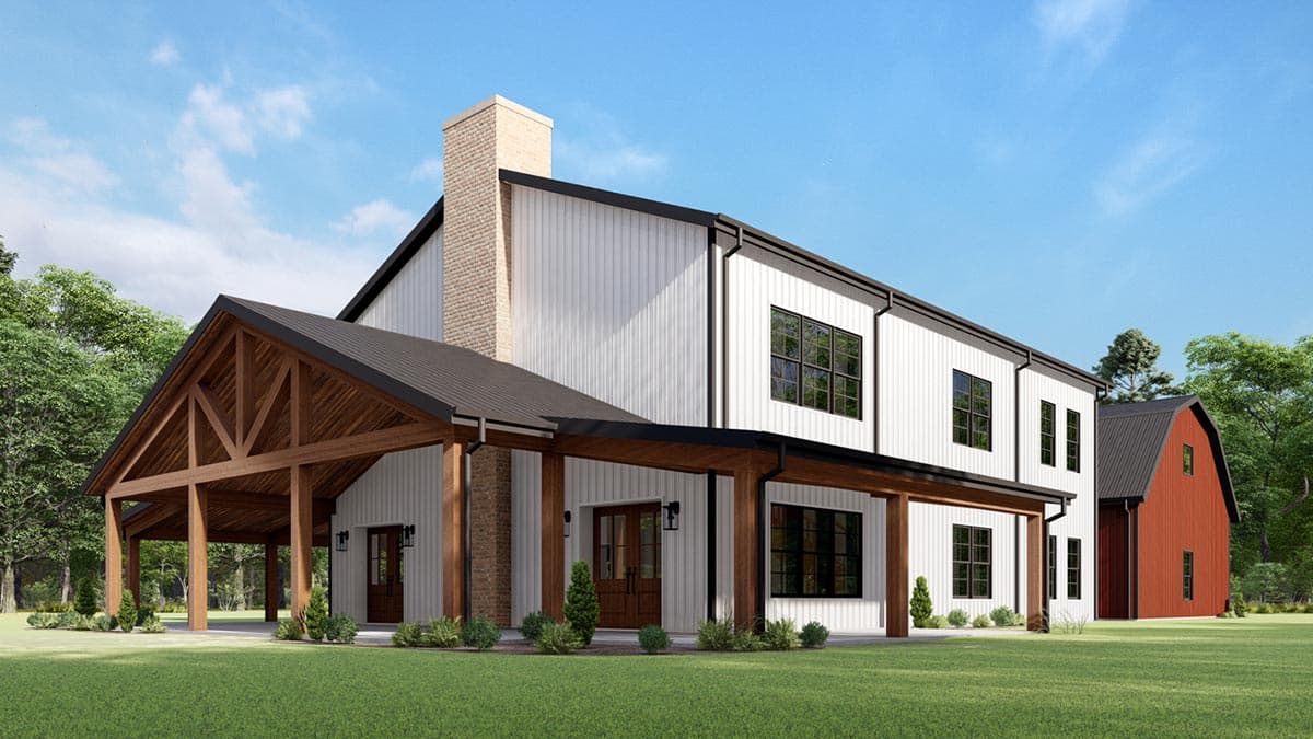 Plan 777063MTL: Over 3,000 Square Foot Barndominium with Wraparound Porch - Image #8 - Barndominium, Country, Farmhouse, Modern Farmhouse, Mountain, New American, Rustic
