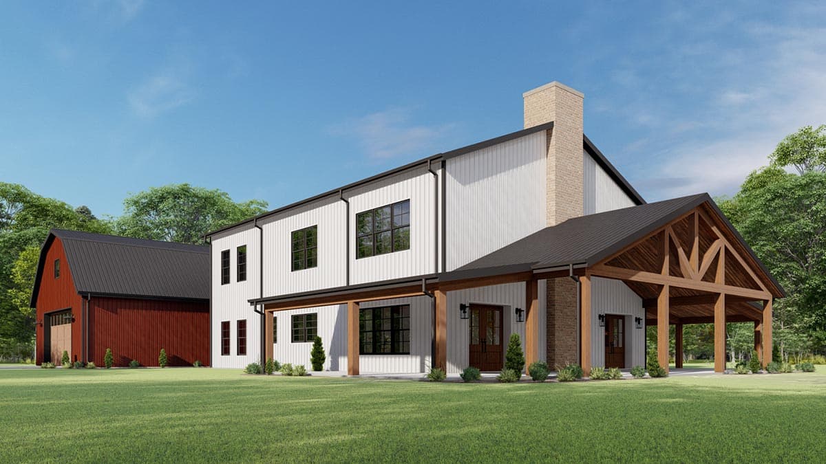 Plan 777063MTL: Over 3,000 Square Foot Barndominium with Wraparound Porch - Image #10 - Barndominium, Country, Farmhouse, Modern Farmhouse, Mountain, New American, Rustic