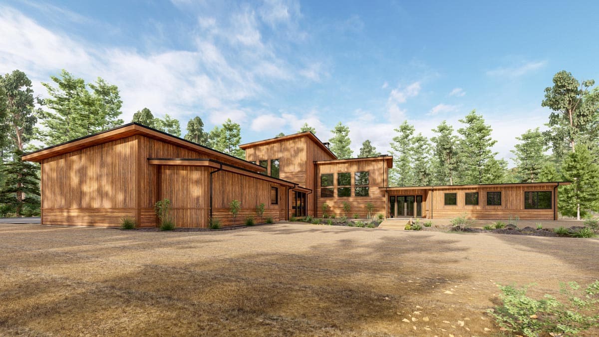 Plan 777066MTL: 4500 Square Foot Modern Rustic House Plan with 3 Beds, 5 Fireplaces and 2 Laundry Rooms - Image #8 - Contemporary, Mid Century Modern, Modern, Mountain, Rustic