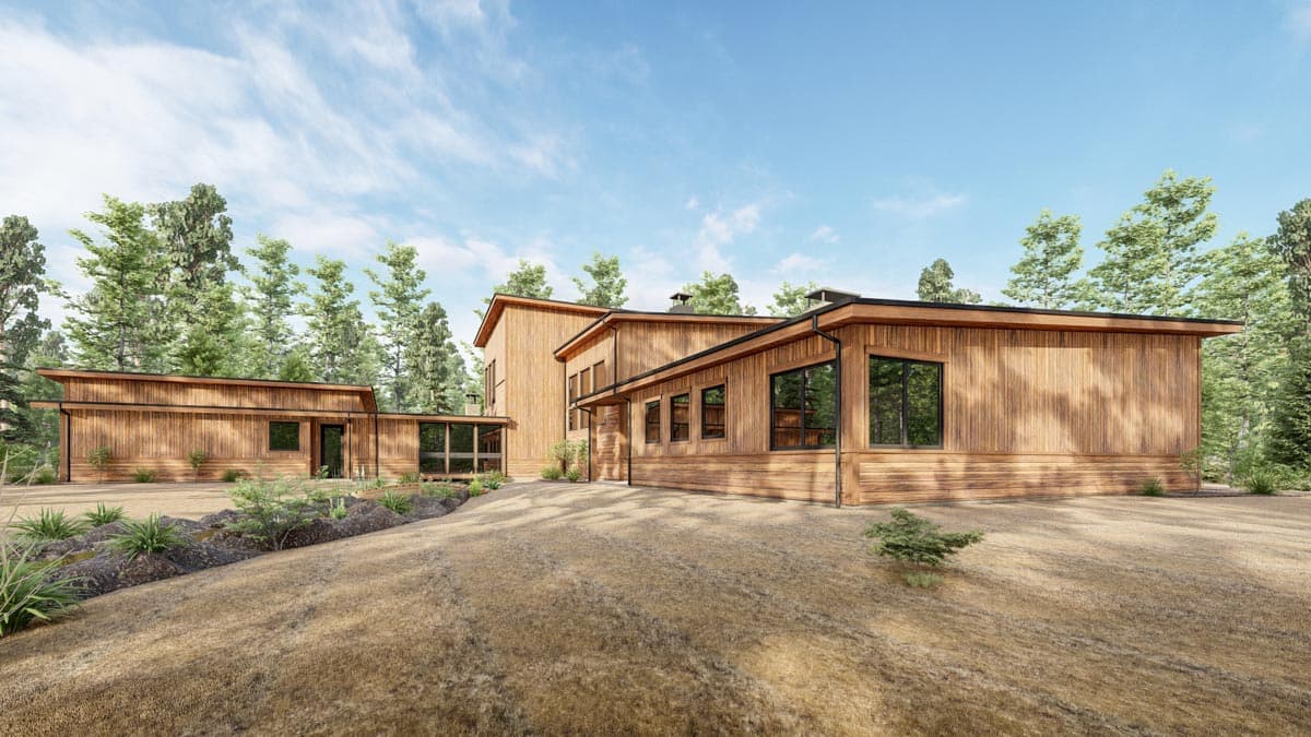 Plan 777066MTL: 4500 Square Foot Modern Rustic House Plan with 3 Beds, 5 Fireplaces and 2 Laundry Rooms - Image #9 - Contemporary, Mid Century Modern, Modern, Mountain, Rustic