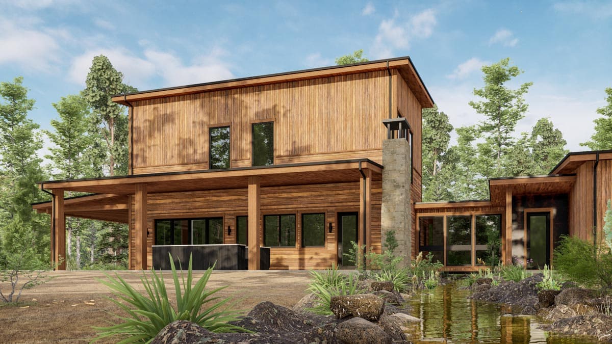 Plan 777066MTL: 4500 Square Foot Modern Rustic House Plan with 3 Beds, 5 Fireplaces and 2 Laundry Rooms - Image #19 - Contemporary, Mid Century Modern, Modern, Mountain, Rustic