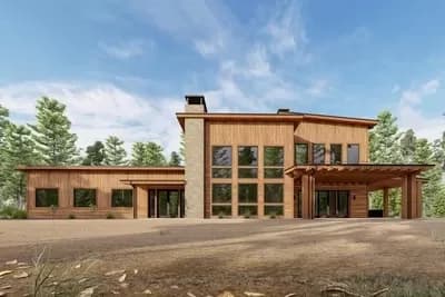 4500 Square Foot Modern Rustic House Plan with 3 Beds, 5 Fireplaces and 2 Laundry Rooms