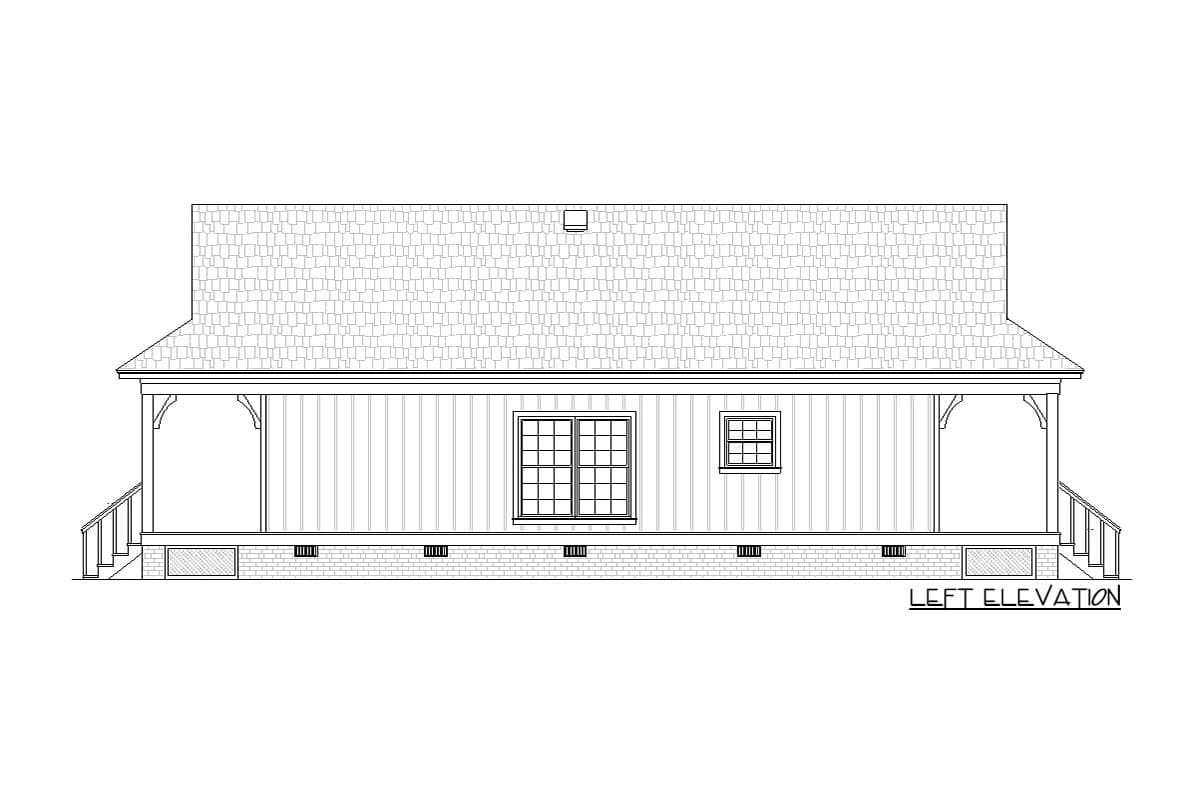 Plan 55229BR: 1040 Square Foot 2 Bed and 2 Bath Cottage with Large Front and Rear Porches - Image #8 - Cottage, Country, Traditional