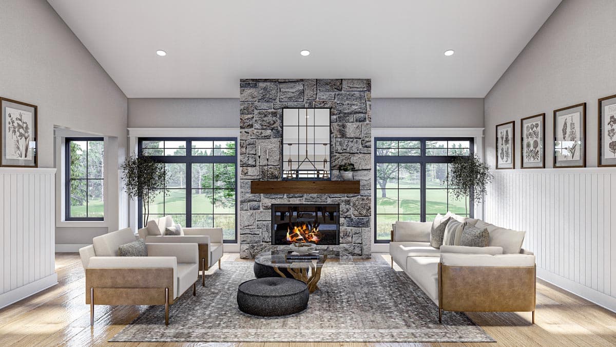 Plan 623245DJ: 2569 Square Foot Barndominium-Style House Plan with Side and Rear Garage Access - Image #6 - Barndominium, Country, Rustic