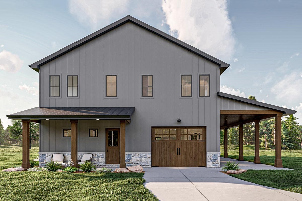 Plan 623245DJ: 2569 Square Foot Barndominium-Style House Plan with Side and Rear Garage Access - Image #14 - Barndominium, Country, Rustic