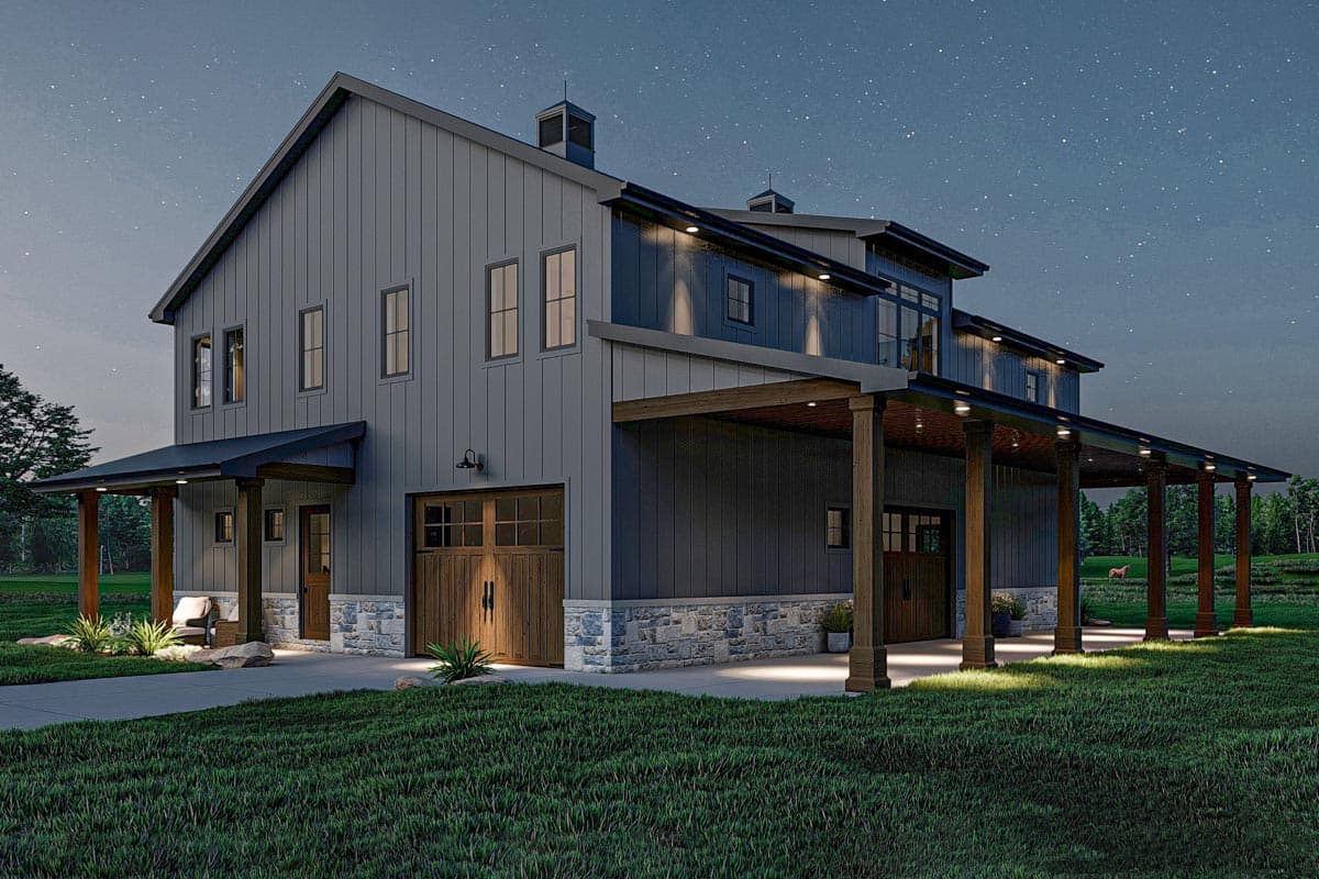 Plan 623245DJ: 2569 Square Foot Barndominium-Style House Plan with Side and Rear Garage Access - Image #15 - Barndominium, Country, Rustic
