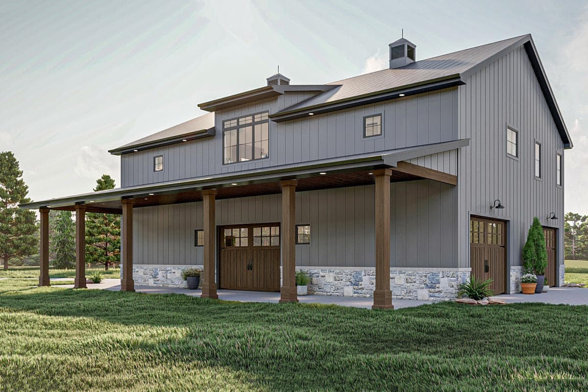 Plan 623245DJ: 2569 Square Foot Barndominium-Style House Plan with Side and Rear Garage Access - Image #17 - Barndominium, Country, Rustic