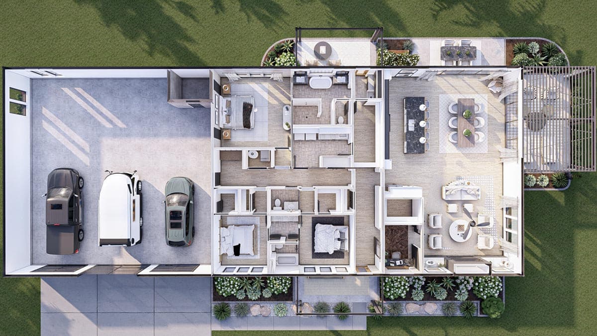 Plan 623246DJ: 3-Bed Barndominium-Style House Plan with 1835 Square Foot Garage with RV Bay - Image #17 - Barndominium, Country, Rustic