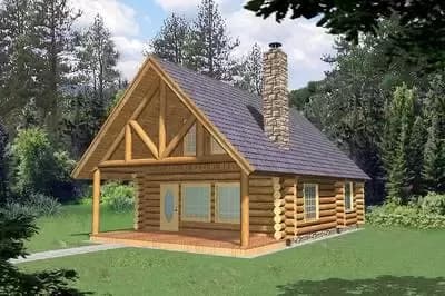 One Bedroom Log Getaway House Plan