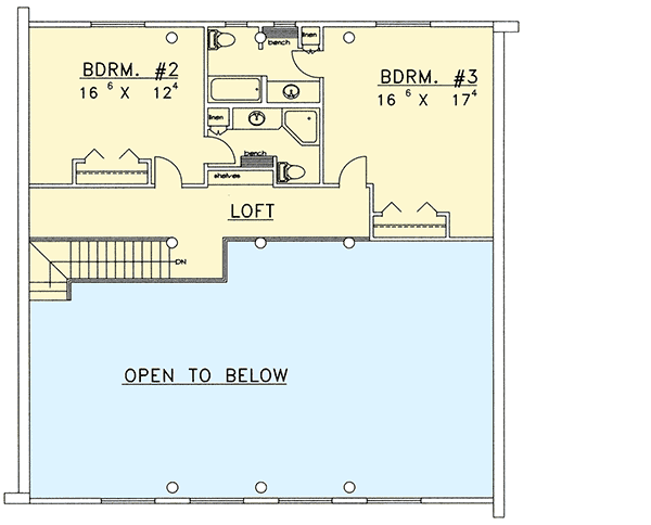 Plan 35208GH: Log Home with Two-Story Great Room - Floor Plan - 2nd Floor - Log Cabin, Mountain, Rustic