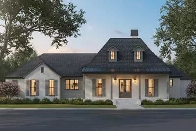 4-Bed French Country Plan with Golf Cart Bay in Rear Garage