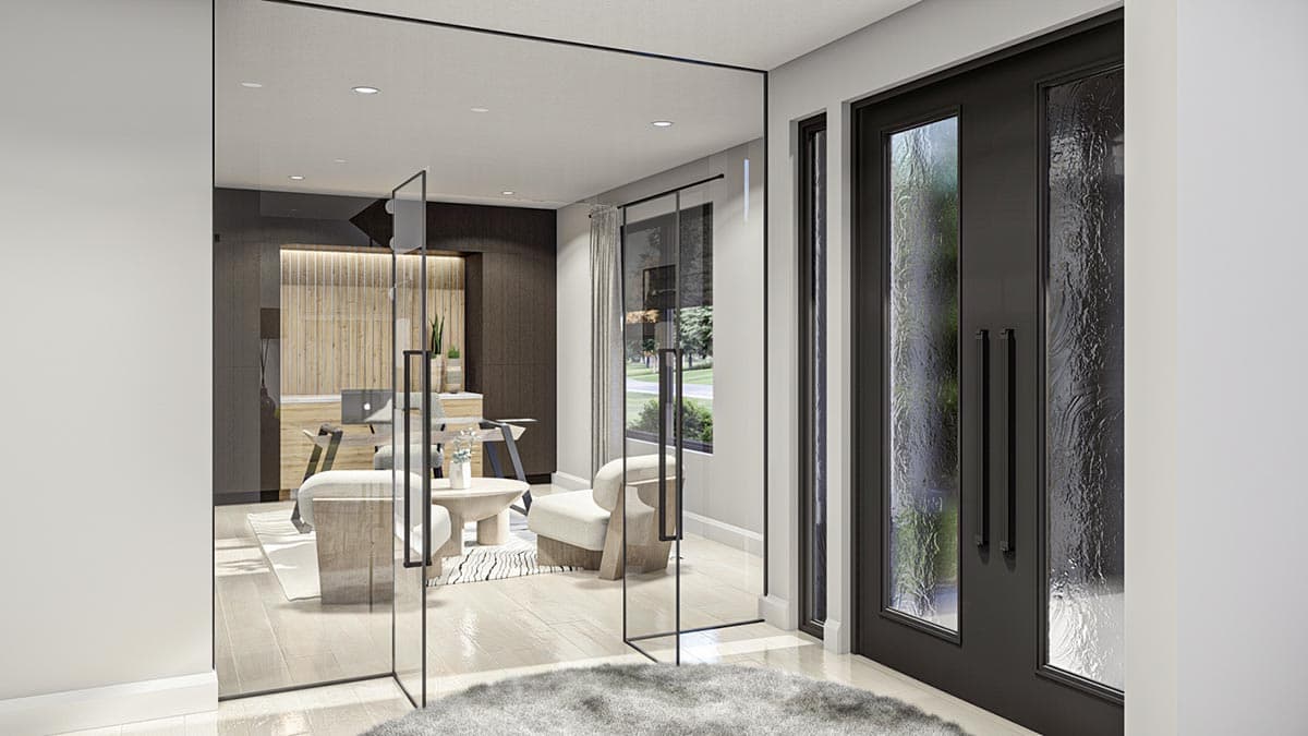 Plan 623247DJ: Modern Prairie Style House Plan with Two Levels of Outdoor Living - Image #6 - Contemporary, Mid Century Modern, Modern, Prairie