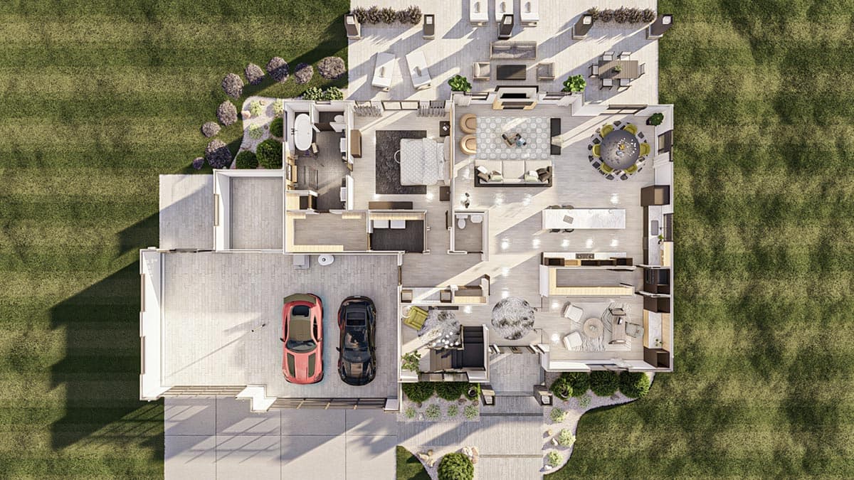 Plan 623247DJ: Modern Prairie Style House Plan with Two Levels of Outdoor Living - Image #20 - Contemporary, Mid Century Modern, Modern, Prairie