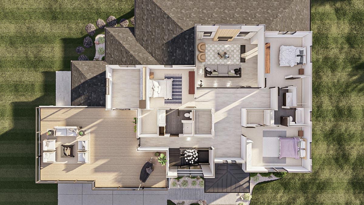 Plan 623247DJ: Modern Prairie Style House Plan with Two Levels of Outdoor Living - Image #21 - Contemporary, Mid Century Modern, Modern, Prairie