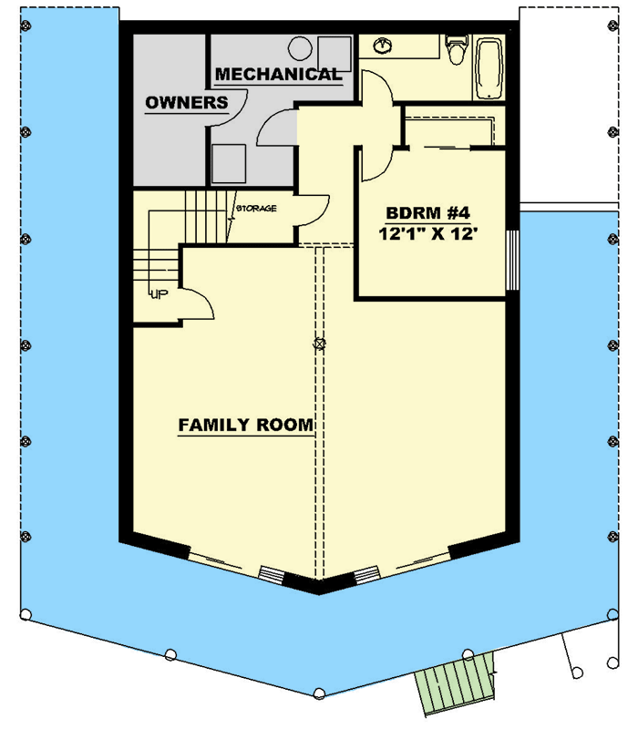 Plan 350034GH: 3,806 Square Foot Cabin with Floor to Ceiling Windows and Wraparound Deck - Floor Plan - Lower Level - Cabin, Contemporary, Mountain, Rustic