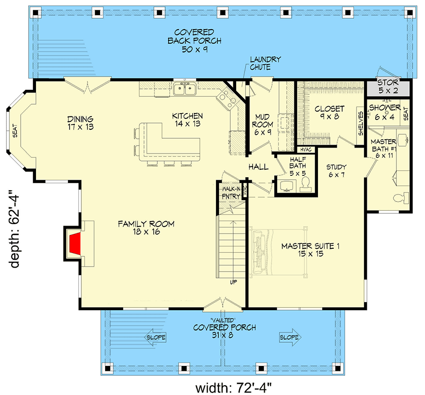 Plan 680131VR: 2600 Square Foot Country Craftsman House Plan with 3 Master Suites - Floor Plan - Main Level - Country, Craftsman, Traditional