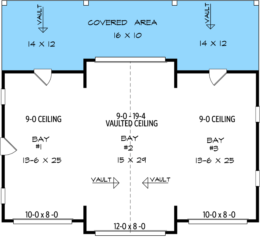 Plan 360118DK: 3-Bay Garage Plan with 1208 Square Feet of Parking - Floor Plan - Main Level - Country, New American, Rustic