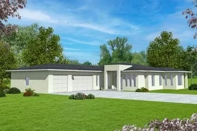 Contemporary Ranch Plan with Home Office and Study