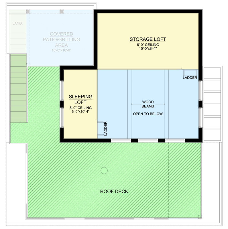 Plan 550000LAN: Modern Tiny Home Plan with Roof Top Deck under 1,000 Square Feet - Floor Plan - 2nd Floor - Modern, Mountain, Northwest, Vacation
