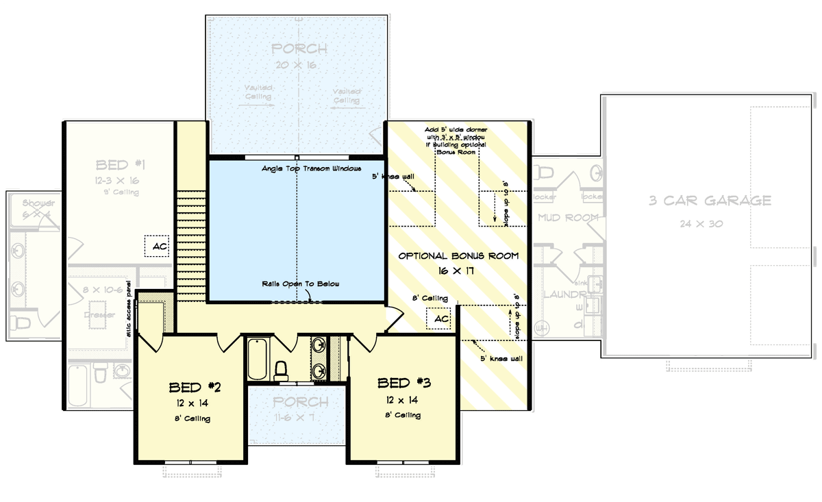 Plan 52321WM: Expanded 4 Bedroom Country Home Plan with Vaulted Great Room and Rear Porch - Floor Plan - 2nd Floor - Country, Farmhouse, Traditional