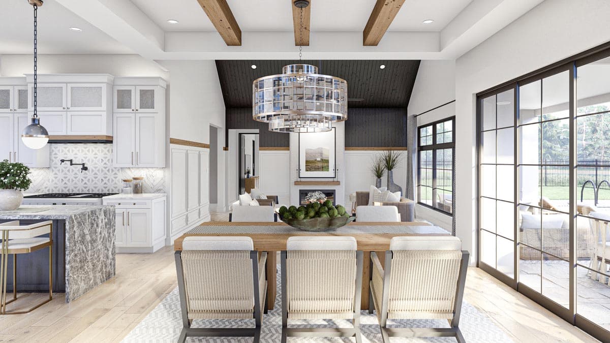 Plan 623248DJ: Single-Story European House Plan with Courtyard and Outdoor Fireplace - Image #8 - Contemporary, European, Transitional, Tudor