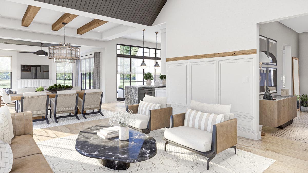 Plan 623248DJ: Single-Story European House Plan with Courtyard and Outdoor Fireplace - Image #10 - Contemporary, European, Transitional, Tudor