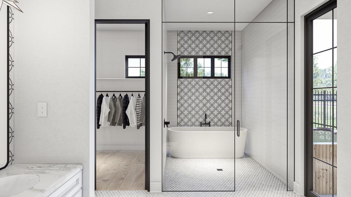 Plan 623248DJ: Single-Story European House Plan with Courtyard and Outdoor Fireplace - Image #17 - Contemporary, European, Transitional, Tudor